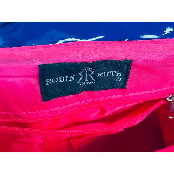 Robin Ruth Phuket Logo Tote Bag Blue Pink Patent Handle Shopper MOD - Picture 6 of 14